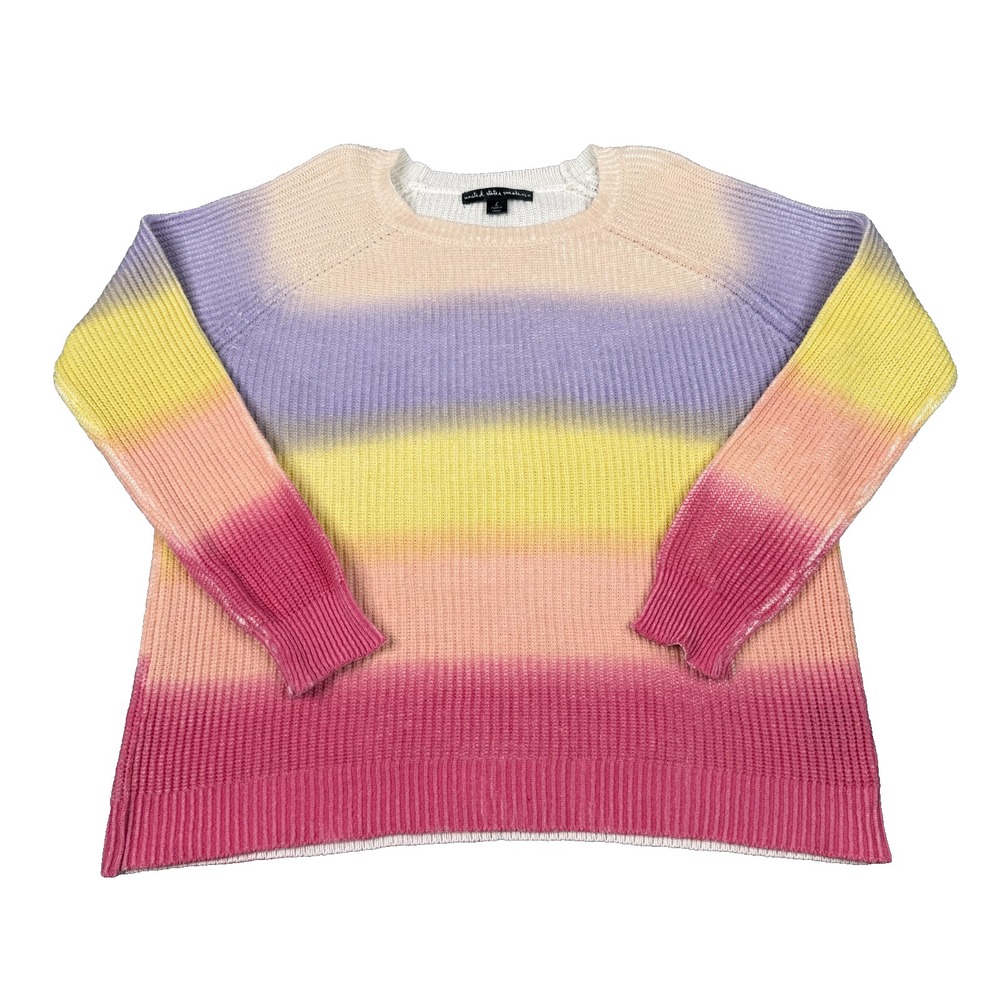 United States Sweaters Womens Large Pastel Rainbow Ombre Striped Knit Pullover